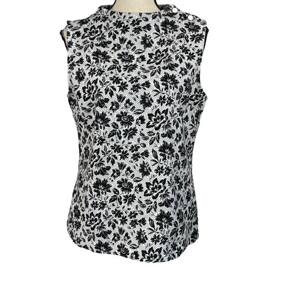 Talbots Petite Large Top Floral Stretch High-Neck Sleeveless Textured Multicolor - Picture 1 of 6